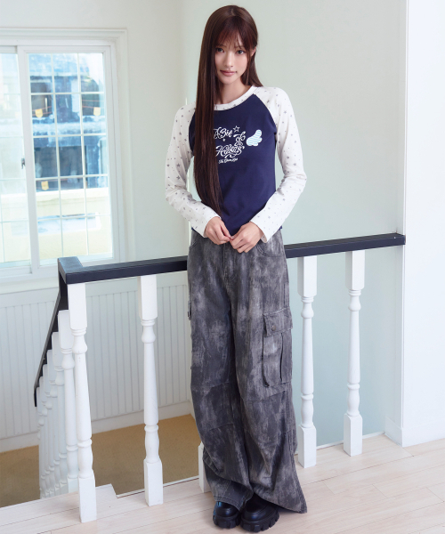 THE GREEN LAB（ザグリーンラボ）の「スター LAGRANG 配色Tシャツ [ネイビー]（Tシャツ/カットソー・レディース・その他・FREE）」の2枚目の写真