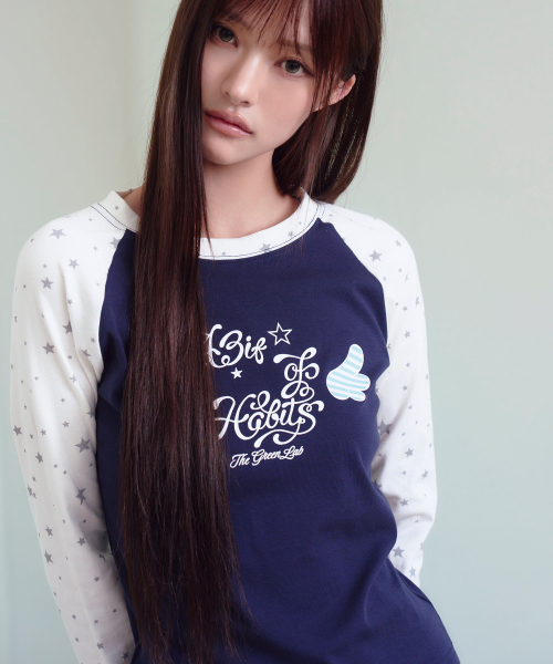 THE GREEN LAB（ザグリーンラボ）の「スター LAGRANG 配色Tシャツ [ネイビー]（Tシャツ/カットソー・レディース・その他・FREE）」の3枚目の写真