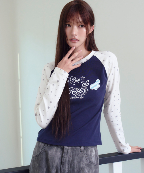 THE GREEN LAB（ザグリーンラボ）の「スター LAGRANG 配色Tシャツ [ネイビー]（Tシャツ/カットソー・レディース・その他・FREE）」の7枚目の写真