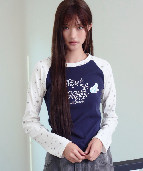 THE GREEN LAB（ザグリーンラボ）の「スター LAGRANG 配色Tシャツ [ネイビー]（Tシャツ/カットソー・レディース・その他・FREE）」の9枚目の写真
