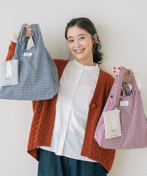 SELF+SERVICE（セルフサービス）の「ノベルティ付ゆべしさんコラボ編み柄カーデ（カーディガン/ボレロ・レディース・オレンジ系/アイボリー/グレー系その他・M/L）」の3枚目の写真