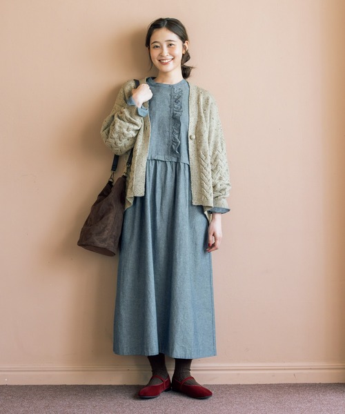 SELF+SERVICE（セルフサービス）の「ノベルティ付ゆべしさんコラボ編み柄カーデ（カーディガン/ボレロ・レディース・オレンジ系/アイボリー/グレー系その他・M/L）」の21枚目の写真