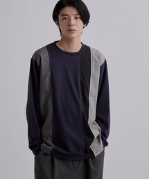 グレンチェック切替えカットソー