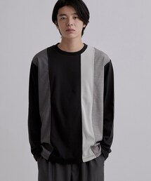 グレンチェック切替えカットソー
