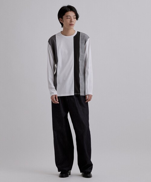 tk.TAKEO KIKUCHI(ティーケータケオキクチ)の「グレンチェック切替えカットソー(Tシャツ/カットソー・メンズ・ホワイト/ネイビー/ブラック・04/03/02)」の5枚目の写真