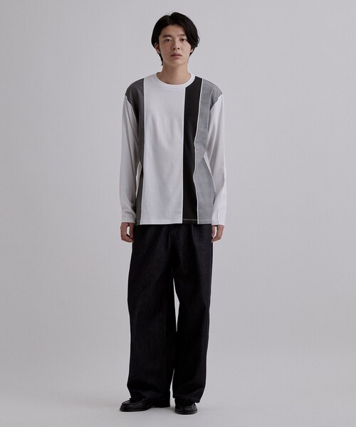 tk.TAKEO KIKUCHI(ティーケータケオキクチ)の「グレンチェック切替えカットソー(Tシャツ/カットソー・メンズ・ホワイト/ネイビー/ブラック・04/03/02)」の6枚目の写真