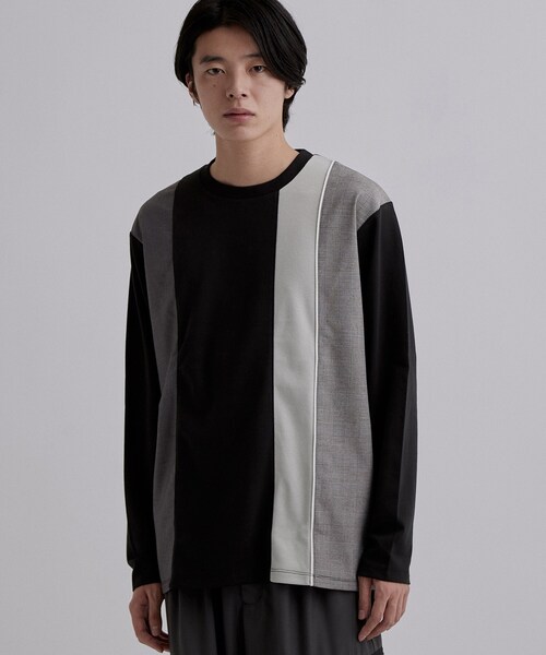 tk.TAKEO KIKUCHI(ティーケータケオキクチ)の「グレンチェック切替えカットソー(Tシャツ/カットソー・メンズ・ホワイト/ネイビー/ブラック・04/03/02)」の8枚目の写真