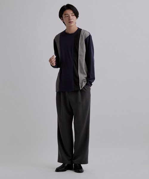 tk.TAKEO KIKUCHI(ティーケータケオキクチ)の「グレンチェック切替えカットソー(Tシャツ/カットソー・メンズ・ホワイト/ネイビー/ブラック・04/03/02)」の14枚目の写真
