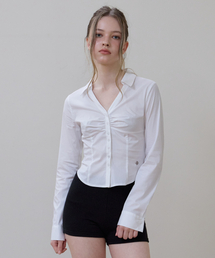 Ruched Front Slim Shirt [Ivory]