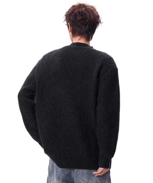 neos（ネオス）の「【neos】ハイネック モックネック レトロ ボタン リラックスフィット 畦編み ニット セーター プルオーバー メンズ レディース ユニセックス 2026秋冬（ニット/セーター・メンズ・アイボリー/グレー/ワインレッド/ブラック・LARGE/MEDIUM/X-LARGE）」の11枚目の写真