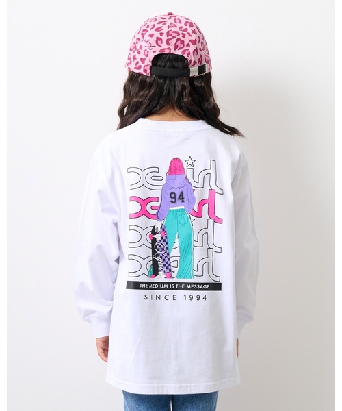 ガールグラフィックプリント ロング丈長袖Tシャツ（Tシャツ/カットソー