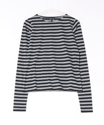 細ボーダー オーガニックコットン クルーネック 長袖 Tシャツ "Knoxy"