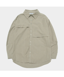 FOREST ベーシック シングルカラー オーバーサイズ チェック コットン 長袖 シャツ _2COLOR