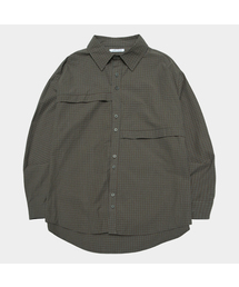 FOREST ベーシック シングルカラー オーバーサイズ チェック コットン 長袖 シャツ _2COLOR