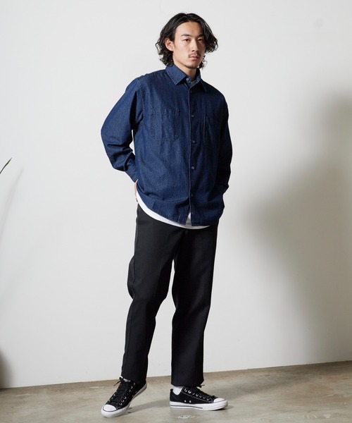 ROOPTOKYO(ループトウキョウ)の「デニムシャツ カジュアル ストリート メンズライク べーシック 2026秋冬 秋服(シャツ/ブラウス・メンズ・ネイビー/ブラック/ライトグレー/ライトブルー・M/L/LL)」の10枚目の写真