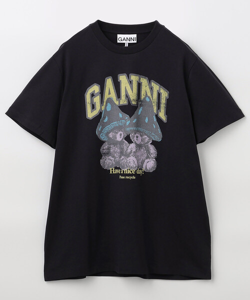 GANNI(ガニー)の「GANNI/ガニー Basic Cotton Relaxed T Teddy/ベーシック コットン リラックス Tシャツ テディーベア/A1050332(Tシャツ/カットソー・レディース・ブラック・SMALL)」の1枚目の写真