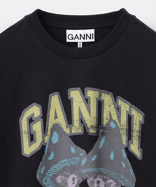GANNI(ガニー)の「GANNI/ガニー Basic Cotton Relaxed T Teddy/ベーシック コットン リラックス Tシャツ テディーベア/A1050332(Tシャツ/カットソー・レディース・ブラック・SMALL)」の3枚目の写真
