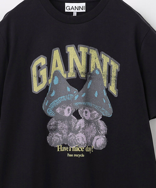 GANNI(ガニー)の「GANNI/ガニー Basic Cotton Relaxed T Teddy/ベーシック コットン リラックス Tシャツ テディーベア/A1050332(Tシャツ/カットソー・レディース・ブラック・SMALL)」の4枚目の写真