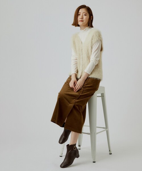 grove(グローブ)の「ロングフェザーベスト(ニット/セーター・レディース・グレー系3/ナチュラル・02/03/04)」の5枚目の写真