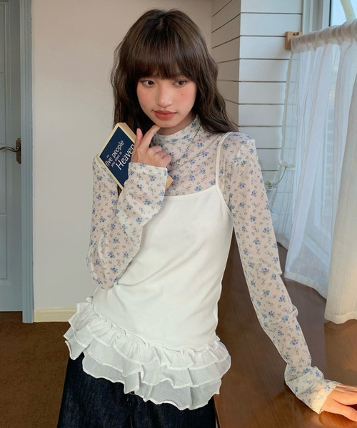 Vipoa(ヴィポア)の「フラワーシアートップス(Tシャツ/カットソー・レディース・ホワイト・FREE)」の3枚目の写真