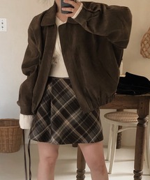 襟付きジップ付きスウェードジャケット