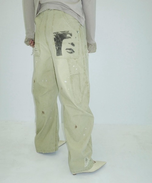 CONZ(コンズ)の「KOWGA×duck double knee curved pants(デニムパンツ・メンズ・ブラック/ベージュ/ライトパープル・1/2/4/3)」の3枚目の写真