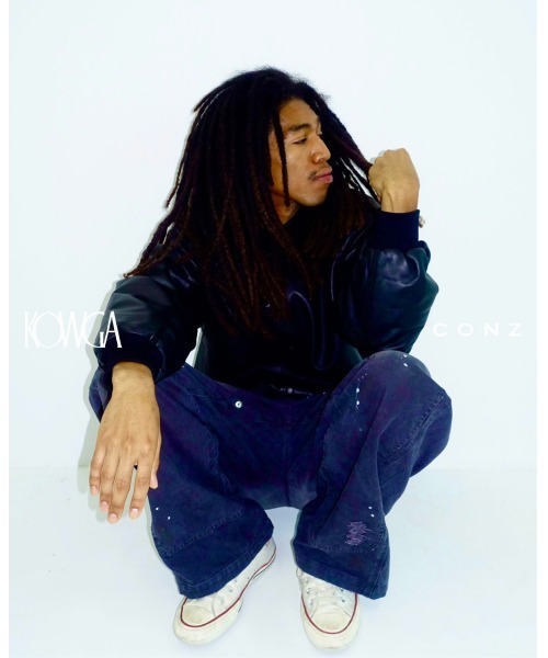 CONZ(コンズ)の「KOWGA×duck double knee curved pants(デニムパンツ・メンズ・ブラック/ベージュ/ライトパープル・1/2/4/3)」の5枚目の写真