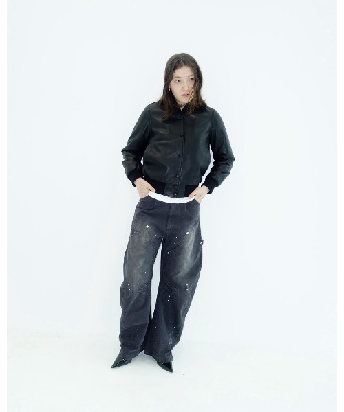 CONZ(コンズ)の「KOWGA×duck double knee curved pants(デニムパンツ・メンズ・ブラック/ベージュ/ライトパープル・1/2/4/3)」の10枚目の写真