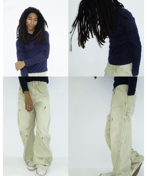 CONZ(コンズ)の「KOWGA×duck double knee curved pants(デニムパンツ・メンズ・ブラック/ベージュ/ライトパープル・1/2/4/3)」の12枚目の写真