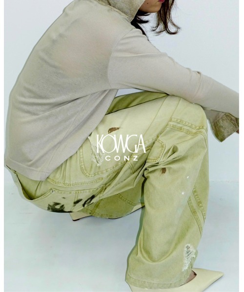 CONZ(コンズ)の「KOWGA×duck double knee curved pants(デニムパンツ・メンズ・ブラック/ベージュ/ライトパープル・1/2/4/3)」の16枚目の写真