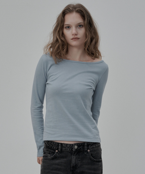DEARMYDEER(ディアマイディア)の「コットンボートネックロングスリーブ(スカイブルー)(Tシャツ/カットソー・レディース・スカイブルー・FREE)」の2枚目の写真