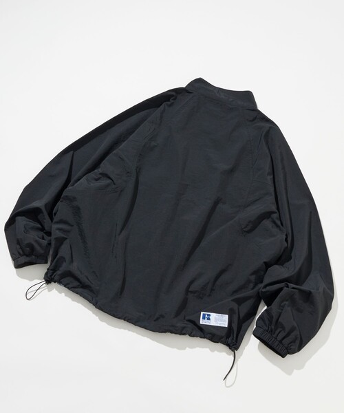 Russell Athletic(ラッセルアスレティック)の「RUSSELL ATHLETIC/ラッセルアスレティック 別注 ビックシルエット スタンドカラー ロゴ刺繍 ナイロン ジップブルゾン(ブルゾン・メンズ・ブラック/ブラウン/ネイビー・SMALL/LARGE/MEDIUM)」の9枚目の写真