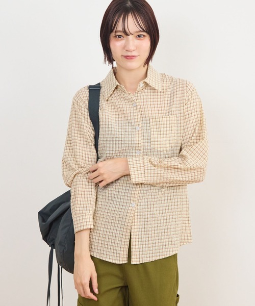 ABYS（アビス）の「ポコポコチェックシャツ/長袖（シャツ/ブラウス・レディース・イエロー/ホワイト/ブラウン・FREE）」の2枚目の写真