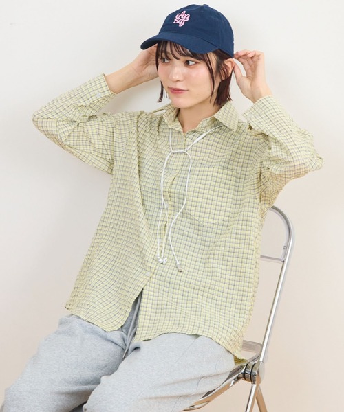 ABYS（アビス）の「ポコポコチェックシャツ/長袖（シャツ/ブラウス・レディース・イエロー/ホワイト/ブラウン・FREE）」の3枚目の写真