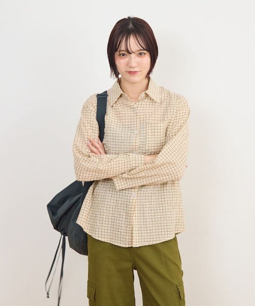 ABYS（アビス）の「ポコポコチェックシャツ/長袖（シャツ/ブラウス・レディース・イエロー/ホワイト/ブラウン・FREE）」の11枚目の写真