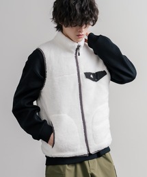 LOGOS ロゴス シャギーボアフリース裏地付きスタンドカラー前開きベスト