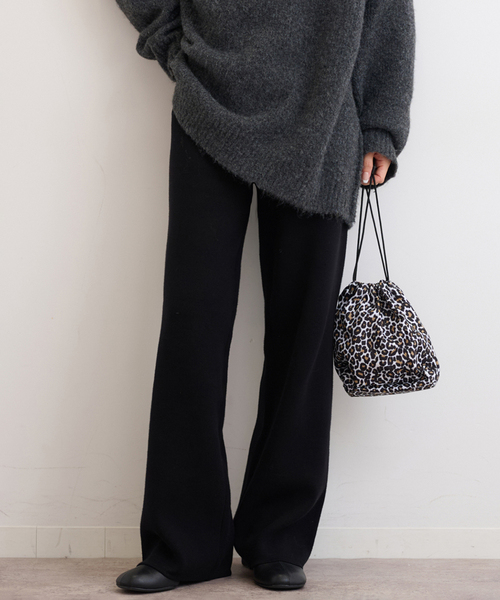 JOURNAL STANDARD relume(ジャーナルスタンダード レリューム)の「《WEB限定追加》ニットストレートパンツ(その他パンツ・レディース・ブラック/ライトグレー/アイボリー・FREE)」の1枚目の写真