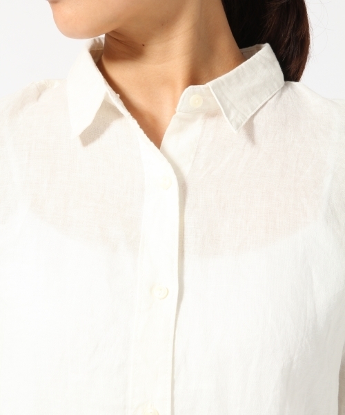 GLOBAL WORK(グローバルワーク)の「【高品質リネン使用】フレンチリネンシャツ長袖/569533(シャツ/ブラウス・レディース・ライトブルー/カーキ/ホワイト/ブルー・LARGE/SMALL/MEDIUM)」の7枚目の写真