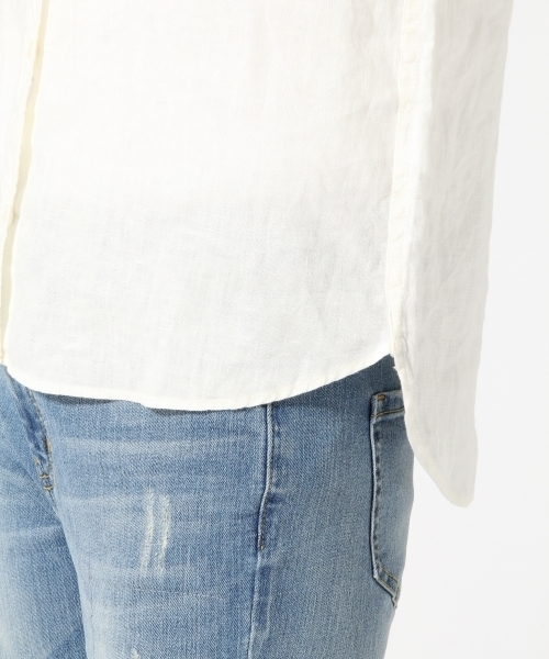 GLOBAL WORK(グローバルワーク)の「【高品質リネン使用】フレンチリネンシャツ長袖/569533(シャツ/ブラウス・レディース・ライトブルー/カーキ/ホワイト/ブルー・LARGE/SMALL/MEDIUM)」の11枚目の写真