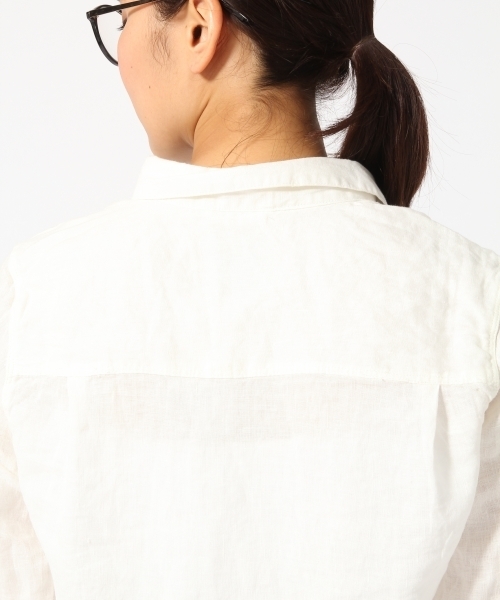 GLOBAL WORK(グローバルワーク)の「【高品質リネン使用】フレンチリネンシャツ長袖/569533(シャツ/ブラウス・レディース・ライトブルー/カーキ/ホワイト/ブルー・LARGE/SMALL/MEDIUM)」の12枚目の写真
