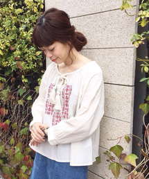 Kastane | 楊柳刺繍ブラウス(Tシャツ/カットソー)