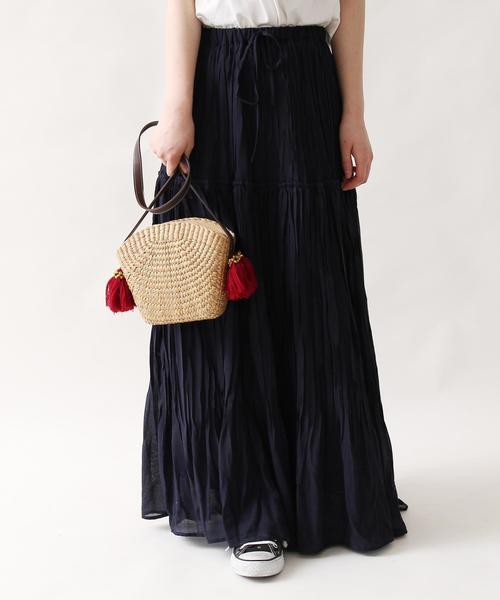coen（コーエン）の「ハンドプリーツマキシスカート2（スカート・レディース・ネイビー・FREE）」の10枚目の写真