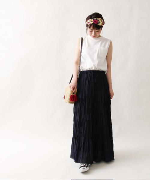 coen（コーエン）の「ハンドプリーツマキシスカート2（スカート・レディース・ネイビー・FREE）」の8枚目の写真