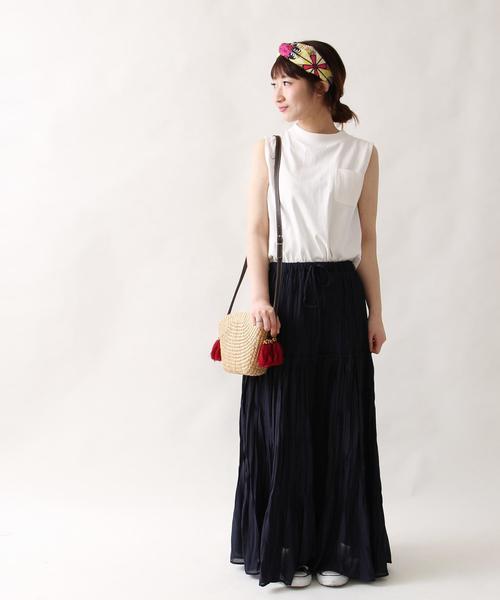 coen（コーエン）の「ハンドプリーツマキシスカート2（スカート・レディース・ネイビー・FREE）」の2枚目の写真