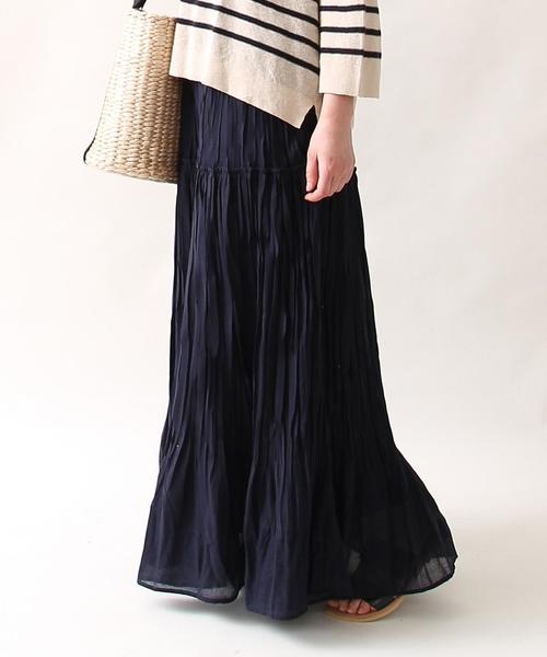 coen（コーエン）の「ハンドプリーツマキシスカート2（スカート・レディース・ネイビー・FREE）」の9枚目の写真