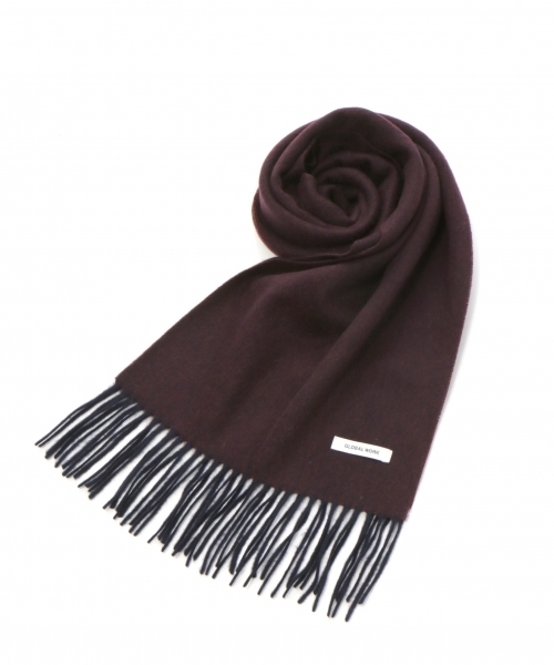 ウール マフラー ブラウン ネイビー~~ ウール カシミヤ マフラー メンズ ブラック（黒）/ネイビー（紺