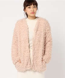 mysty woman | フェイクファーボアノーカラーZIPブルゾン(カーディガン/ボレロ)