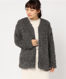 mysty woman | フェイクファーボアノーカラーZIPブルゾン(カーディガン/ボレロ)