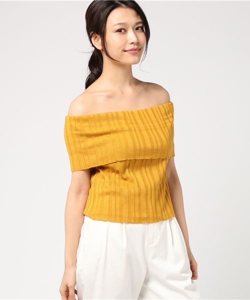 archives（アルシーヴ）の「ランダムリブオフショルニット（ニット/セーター・レディース・マスタード/レッド/ブラック・MEDIUM）」の11枚目の写真