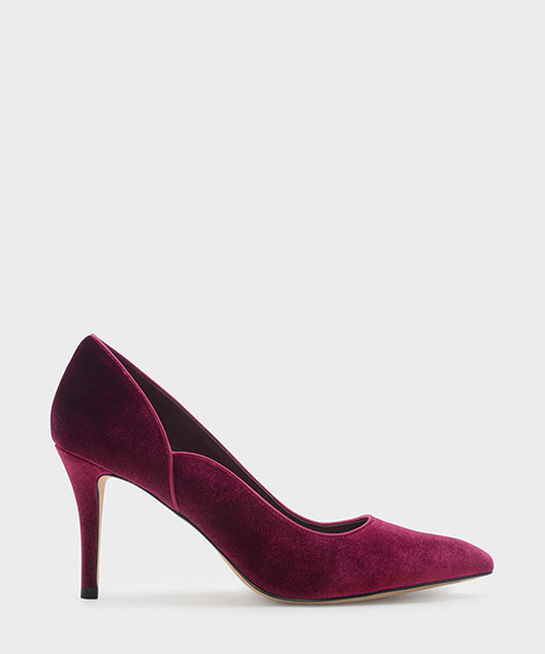 CHARLES & KEITH(チャールズ & キース)の「テクスチャードポインテッドパンプス / TEXTURED POINTED PUMPS(パンプス・レディース・ブラック/レッド・22.5cm/23.5cm/23cm/24.5cm/25cm)」の1枚目の写真